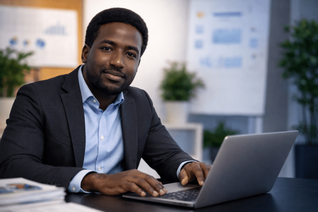 Hombre trabajando en computador como portada de artículo sobre agencia de Facebook Ads