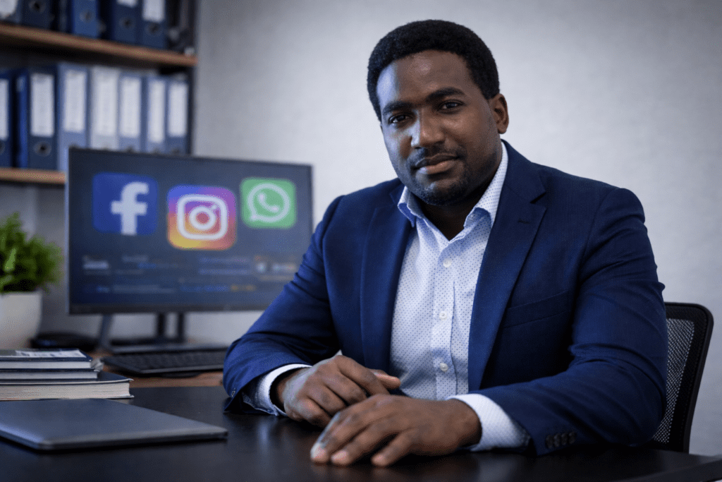 Stevenson Jacques en oficina, experto en Meta Ads y marketing digital para pymes en Chile