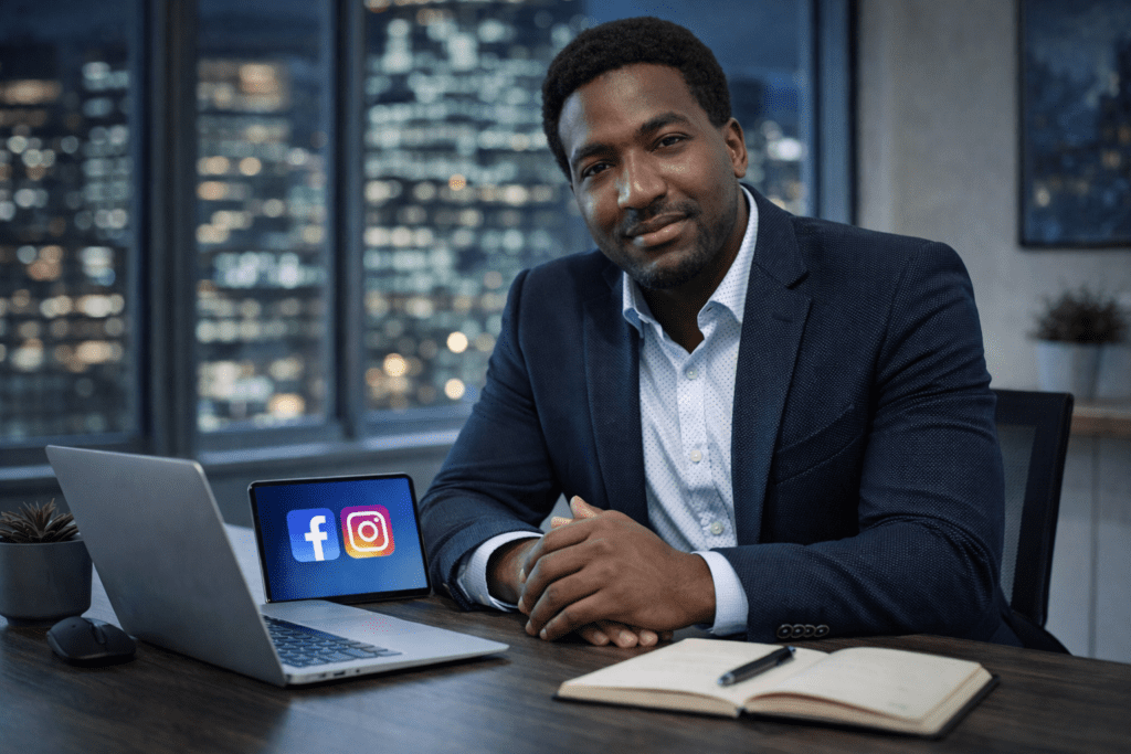 Stevenson trabajando una estrategia de publicidad en Facebook e Instagram para negocios en Chile